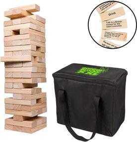 img 2 attached to Гигантская игра с блоками для питья "Башня стопок": высота 5 футов - 60 деревянных блоков с 21+ командой для питья.