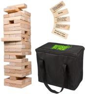 гигантская игра с блоками для питья "башня стопок": высота 5 футов - 60 деревянных блоков с 21+ командой для питья. логотип