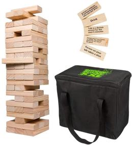img 4 attached to Гигантская игра с блоками для питья "Башня стопок": высота 5 футов - 60 деревянных блоков с 21+ командой для питья.