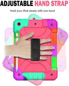 img 2 attached to 📱 2021/2020/2019 iPad 9th/8th/7th Generation Case 10.2 Inch with Pencil Holder - Blosomeet Rugged Kids iPad 8th 7th Gen 10.2 Case for Drop Protection - 3-Layer Cover with Stand, Hand, and Shoulder Strap - Honeysuckle