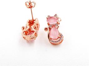 img 1 attached to 🐱 Uloveido Cute Cat Jewelry Set: Pink Crystal Stud Earrings and Pendant Necklace for Trendy Teen Girls Y404