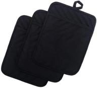 🔥 high-quality anyi pot holders: heat-resistant cotton hot pads for kitchen counters - black with convenient pocket logo
