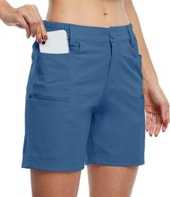 img 4 attached to 🏞️ Women's Stretch Hiking Cargo Shorts - Water Resistant, Active Shorts with Pockets for Outdoor Summer Activities (5")