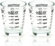 🍷 versatile shot glasses measuring cup set - heavy glass design, 26-incremental measurement for wine, coffee, and liquor - 1oz, 6 tsp, 2 tbs, 30ml (2 pack-black 30ml) logo