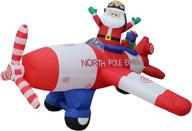 🎅 bzb goods animated - 8ft christmas inflatable santa claus flying airplane yard decoration for enhancing your holiday décor logo