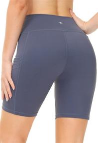 img 1 attached to 🩳 Eyesoul Women's High Waist Running Biker Shorts with Pockets - 7 Inch Yoga Shorts, Soft and Stretchy Spandex