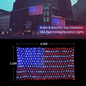 img 1 attached to Lyhope American Flag Lights: 390 LED USA Flag Net Lights 6.56ft x 3.28ft - Low Voltage, Patriotic Christmas Decorative Lights for Independence Day, Yard, Garden, Indoor & Outdoor Décor (Red, White, Blue)