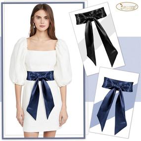 img 3 attached to 👗 Double Delight: Women's 2 Pack Dress Sash Bridal Belts, Perfect for Wedding Parties & Special Occasions, 3.7'' Wide