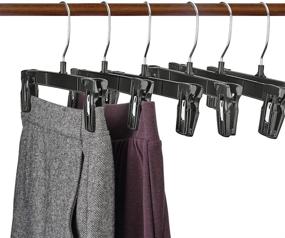 img 4 attached to 👖 Titan Mall Pants Hangers 30-Pack: Durable & Stylish Black Plastic Skirt Hanger with Non-Slip Clips, 360 Rotatable Hook - Ideal for Hanging Pants