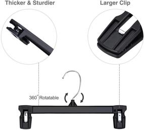 img 3 attached to 👖 Titan Mall Pants Hangers 30-Pack: Durable & Stylish Black Plastic Skirt Hanger with Non-Slip Clips, 360 Rotatable Hook - Ideal for Hanging Pants