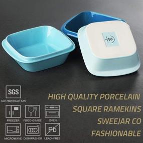 img 3 attached to 🍲 SWEJAR Porcelain 10oz Square Ramekins with Handle - Set of 6 for Baking, Souffle Dishes, Sauce Dishes, Dipping Bowls - Stacked for Kitchen Cabinet (Similar Colour)