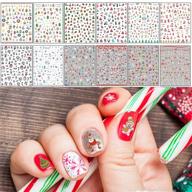 tailaimei christmas nail decals stickers - 1366 pcs, 12 sheets - self-adhesive nail art decorations featuring santa claus, snowflake, and snowman designs logo