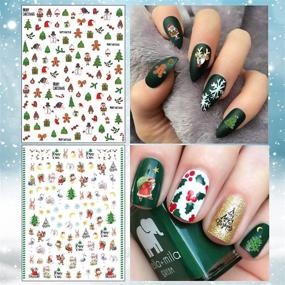 img 1 attached to TailaiMei Christmas Nail Decals Stickers - 1366 Pcs, 12 Sheets - Self-Adhesive Nail Art Decorations featuring Santa Claus, Snowflake, and Snowman Designs