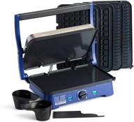 разогретая сковорода blue diamond cookware sizzle griddle deluxe 3-в-1 с керамическим антипригарным покрытием, электрической сковородой, грилем и вафельницей. логотип