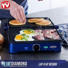 img 1 attached to Разогретая сковорода Blue Diamond Cookware Sizzle Griddle Deluxe 3-в-1 с керамическим антипригарным покрытием, электрической сковородой, грилем и вафельницей.