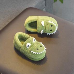 img 2 attached to 🦖 Maybolury Kids Warm Dinosaur House Slippers - Boys/Girls Home Slippers with Fur Lining for Winter Indoor Shoes