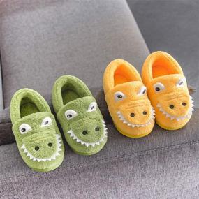 img 1 attached to 🦖 Maybolury Kids Warm Dinosaur House Slippers - Boys/Girls Home Slippers with Fur Lining for Winter Indoor Shoes