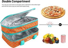 img 2 attached to 🍽️ Mier Double Casserole Carrier - Insulated Thermal Lunch Tote for Potluck Parties, Picnic, Beach - Fits 9 x 13 Inches Casserole Dish - Expandable - Orange