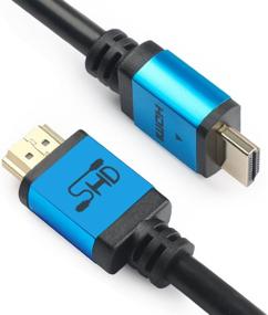 img 1 attached to 🔌 SHD HDMI Cable 50 Feet - High Speed, 4K 3D, Audio Return, Gold Plated, CL3 Rated, Black Cable with Blue Metal Shell