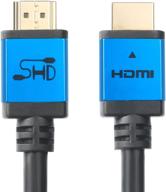 🔌 shd hdmi cable 50 feet - high speed, 4k 3d, audio return, gold plated, cl3 rated, black cable with blue metal shell logo