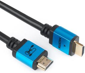 img 2 attached to 🔌 SHD HDMI Cable 50 Feet - High Speed, 4K 3D, Audio Return, Gold Plated, CL3 Rated, Black Cable with Blue Metal Shell