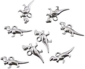 img 2 attached to 🦖 Wholesale 50pcs Antique Silver Plated Dinosaur T-rex Charms Pendant for DIY Bracelets Necklace Jewelry Making Craft – 20mmx11mm (A271)