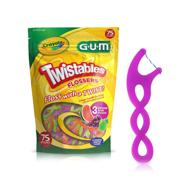 🍬 gum-857r crayola twistables flossers: покрыты фтором, сочные фруктовые вкусы, для детей от 3 лет и старше. 4 набора по 75 штук! логотип