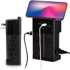 img 4 attached to Aduro Surge Protector 12 Outlet Power Strip with USB: 🔌 Ultimate Wall Mount Multiple Outlet Splitter for Home and Office - Black