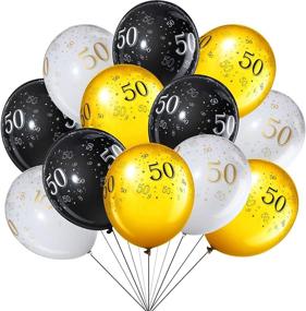 img 4 attached to 🎉 50th Birthday Party Balloons - 45 Piece 12 Inch Fifty Anniversary Decoration Set in White, Gold, and Black - 50 Theme Party Supplies for Indoor and Outdoor Decor