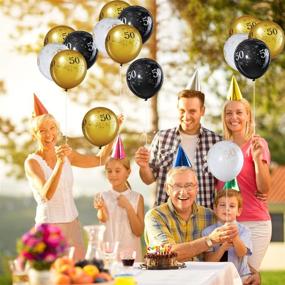 img 1 attached to 🎉 50th Birthday Party Balloons - 45 Piece 12 Inch Fifty Anniversary Decoration Set in White, Gold, and Black - 50 Theme Party Supplies for Indoor and Outdoor Decor