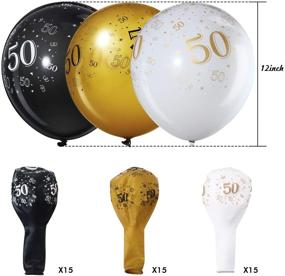 img 3 attached to 🎉 50th Birthday Party Balloons - 45 Piece 12 Inch Fifty Anniversary Decoration Set in White, Gold, and Black - 50 Theme Party Supplies for Indoor and Outdoor Decor