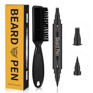 🧔 waterproof & sweatproof beard pencil filler for men - 4 tip beard filler pen kit with beard pen & finish beard brush - male mustache repair & shape - effective facial hair enhancement (black) logo