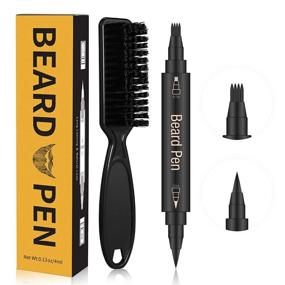 img 4 attached to 🧔 Waterproof & Sweatproof Beard Pencil Filler for Men - 4 Tip Beard Filler Pen Kit with Beard Pen & Finish Beard Brush - Male Mustache Repair & Shape - Effective Facial Hair Enhancement (Black)