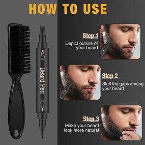 img 2 attached to 🧔 Waterproof & Sweatproof Beard Pencil Filler for Men - 4 Tip Beard Filler Pen Kit with Beard Pen & Finish Beard Brush - Male Mustache Repair & Shape - Effective Facial Hair Enhancement (Black)