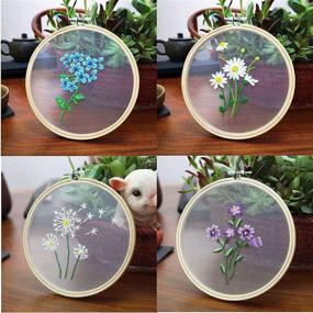 img 1 attached to 🧵 DJZNDINGJIEJIE Adults Embroidery Kit for Beginners - 4 Pack Cross Stitch Kits with Floral Plant Patterns