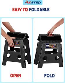 img 1 attached to 🪜 ACSTEP 18-Inch Folding Step Stool - Upgraded Collapsible Sturdy Stool, 300lbs Load Capacity - Ideal for Adults, Kids, Picnics, Camping, Fishing, Hiking - Black, 1 Pack