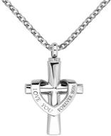 🔐 lilyjewelry forever love cross urn necklace - stainless steel cremation ashes memorial keepsake pendant logo