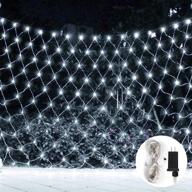 390 led white christmas net lights, 13x5ft 8 modes, low voltage waterproof mesh fairy plug string lights for xmas, trees, bushes, wedding, garden outdoor decorations логотип