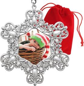 img 3 attached to 🎄 BANBERRY DESIGNS 2021 Christmas Snowflake Photo Ornament with Crystals and Pearls - Perfect for Baby, Family, Senior, Sports, School, Wedding, and Vacation Pictures - Includes Gift/Storage Bag