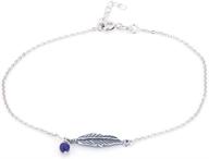 stylish vanbelle feather charm anklet in sterling silver with rhodium plating for women and girls logo