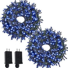 img 4 attached to 🎄 OZS 2PACK 164ft 400 LED Super Bright Extendable Christmas String Lights Indoor/Outdoor, Waterproof 8Modes, Green Wire Blue LED Christmas Lights for Tree Garden Christmas Decoration (Blue Light)