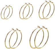 💎 stylish and hypoallergenic: 5 pairs big hoop earrings set for women - stainless steel, 14k gold plated & black silver - perfect jewelry gift logo