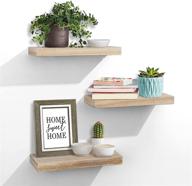 📚 rustic wood ledge shelves - set of 3 floating wall mounted shelves, wide panel for bedroom, office, kitchen, living room - 5.9" deep logo