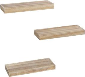 img 2 attached to 📚 Rustic Wood Ledge Shelves - Set of 3 Floating Wall Mounted Shelves, Wide Panel for Bedroom, Office, Kitchen, Living Room - 5.9" Deep