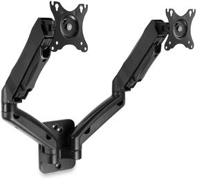 img 4 attached to Mount-It! Dual Monitor Wall Mount Arms - Double Monitor Wall Mount with Full Motion Gas Spring Arms - Adjustable for 19-27 Inch Computer Screens (75 or 100 VESA Patterns)