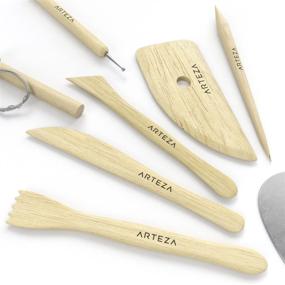 img 3 attached to 🏺 ARTEZA Pottery and Polymer Clay Tools, 42-Piece Sculpting Set with Wooden Handles and Steel Tips, Ideal for Pottery Modeling, Smoothing, Carving, and Ceramics