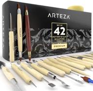 🏺 arteza pottery and polymer clay tools, 42-piece sculpting set with wooden handles and steel tips, ideal for pottery modeling, smoothing, carving, and ceramics logo