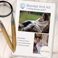 🧶 organic super chunky merino blanket knitting kit. includes ultra-soft air merino yarn, oversized wooden needles & printed cape cod blanket pattern. shade: natural white logo