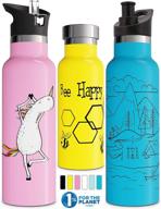 🧃 involve & evolve insulated water bottle: 3 lids, straw lid, kids reusable, stainless steel flask, metal thermos - 12oz, 17oz, 20oz, 25oz логотип