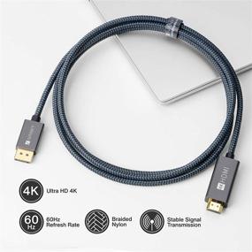 img 2 attached to 🔌 iVANKY DisplayPort to HDMI Cable, 6.6ft - 4k@60Hz, Nylon Braided, Aluminum Shell, HDTV/ Monitor/ AMD-NVIDIA/ Lenovo-HP Compatible